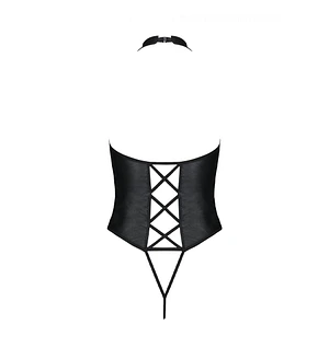 Боді з екошкіри Passion NANCY BODY , з імітацією шнурівки та відкритим доступом