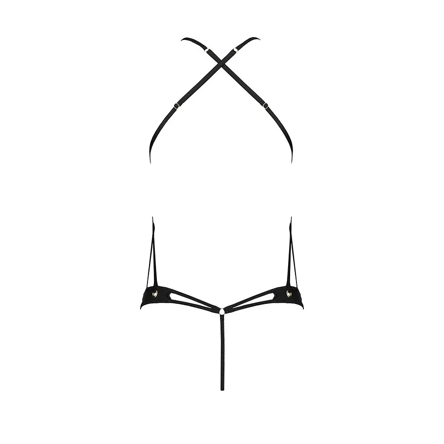 Боді з відкритим доступом Passion TASMINA BODY , , екошкіра, шнурівки, ажурні мережива