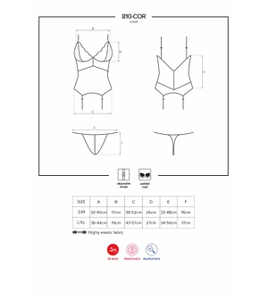 Сатиновий мереживний корсет Obsessive 810-COR-2 babydoll & thong , , корсет, танга