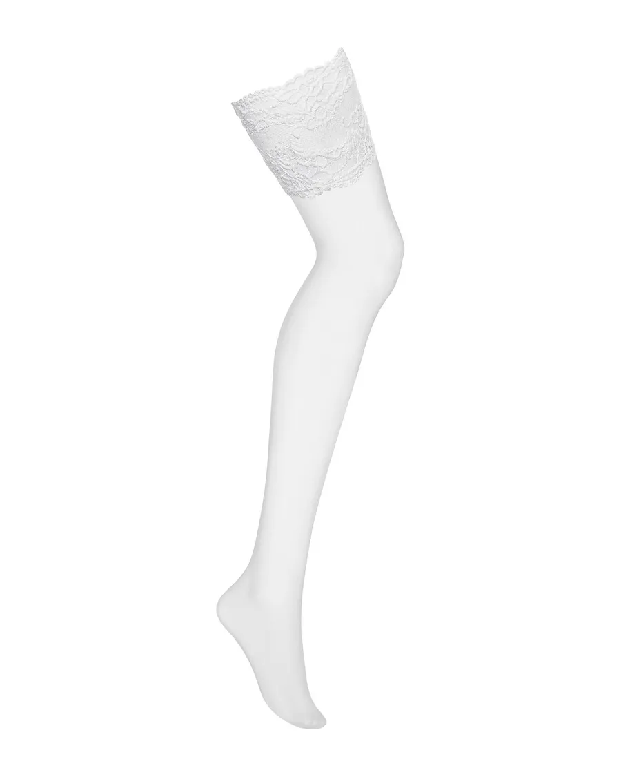 Панчохи під пояс із широким мереживом Obsessive 810-STO-2 stockings , білі
