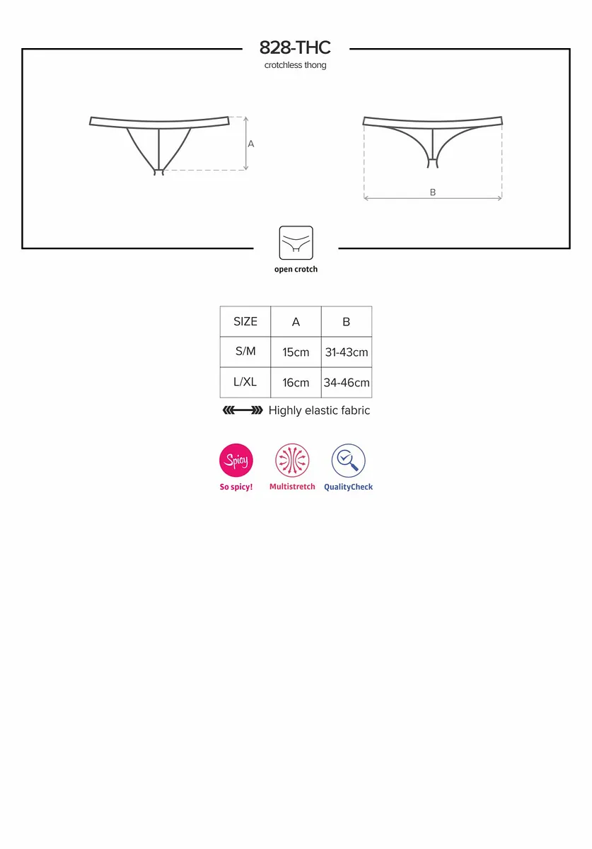 Мереживні танги з доступом Obsessive 828-THC-1 crotchless thong , чорні