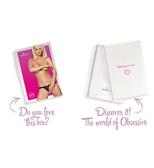 Мереживні танги з доступом Obsessive 828-THC-1 crotchless thong , чорні