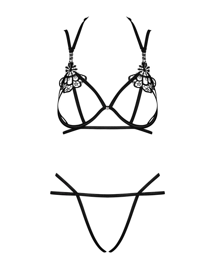 Еротичний комплект зі стреп Obsessive Badossa 2-pcs set , чорний, з доступом