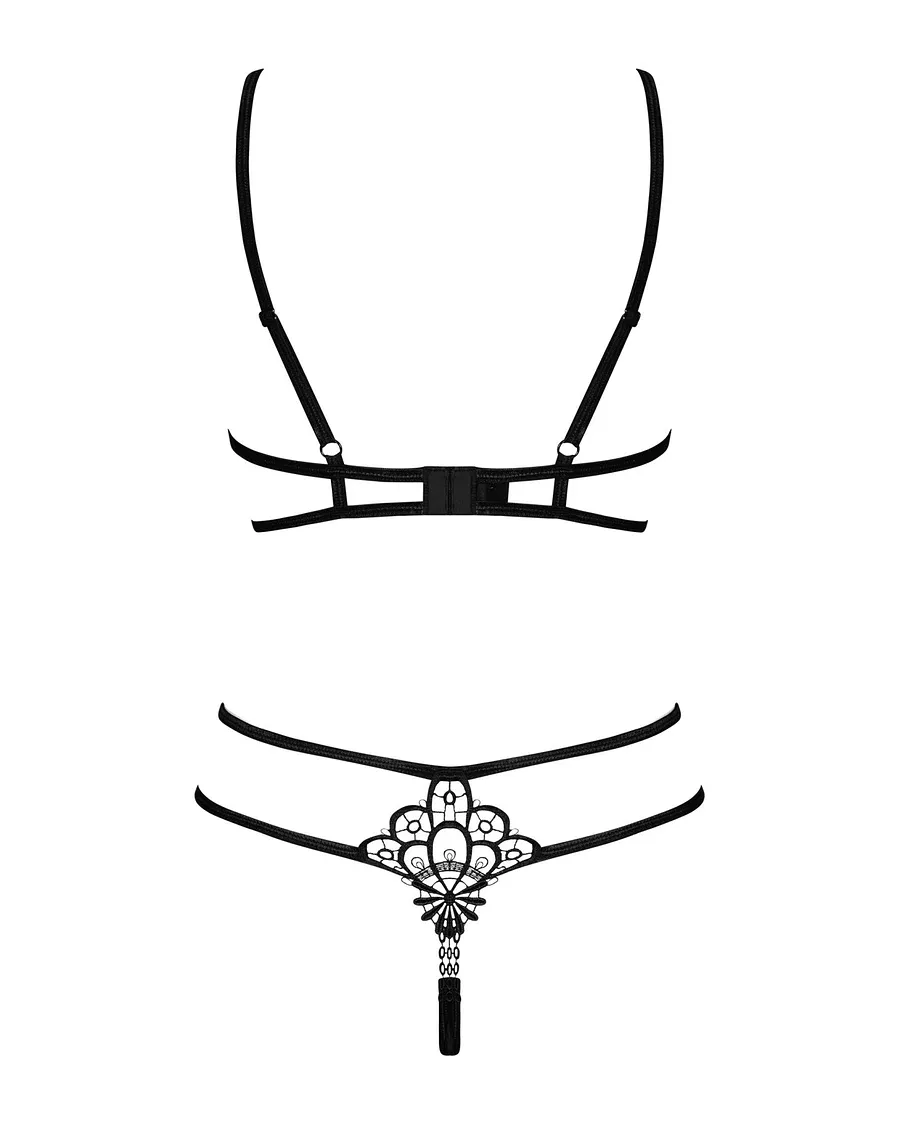 Еротичний комплект зі стреп Obsessive Badossa 2-pcs set , чорний, з доступом