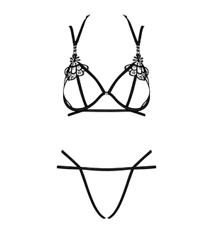 Еротичний комплект зі стреп Obsessive Badossa 2-pcs set , чорний, з доступом