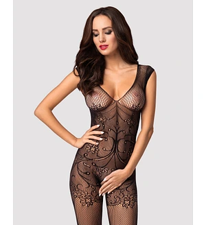 Бодістокінг Obsessive Bodystocking F234 S/M/L, абстрактний малюнок, глибоке декольте