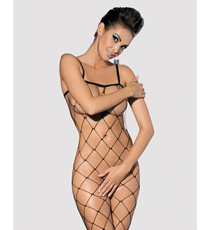 Бодістокінг з великим вічком і відкритими грудьми Obsessive Bodystocking N102 S/M/L, чорний