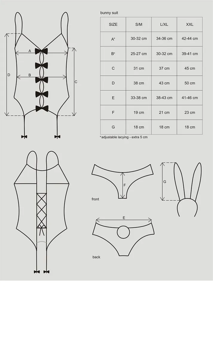 Еротичний костюм зайчика Obsessive Bunny suit 4 pcs costume , рожевий, топ з підв’язками