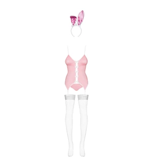 Еротичний костюм зайчика Obsessive Bunny suit 4 pcs costume , рожевий, топ з підв’язками