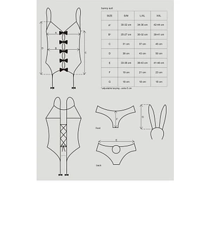 Еротичний костюм зайчика Obsessive Bunny suit 4 pcs costume , рожевий, топ з підв’язками