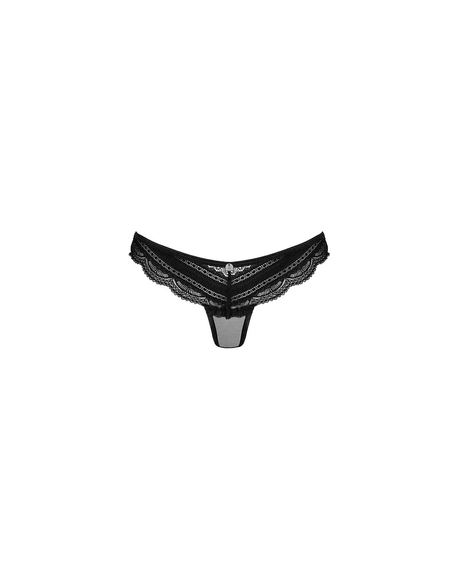 Напівпрозорі трусики з підвіскою Obsessive Ivannes panties black , чорні