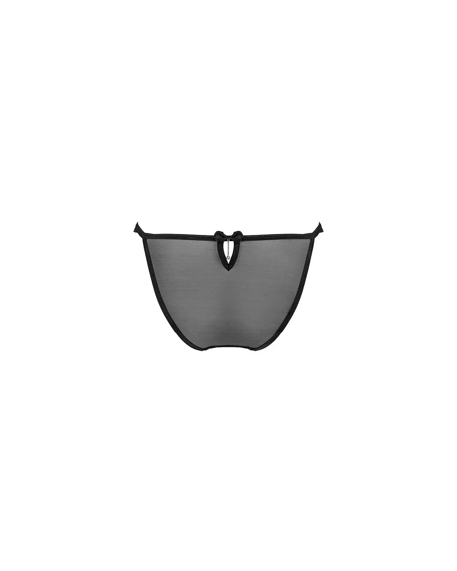 Напівпрозорі трусики з підвіскою Obsessive Ivannes panties black , чорні