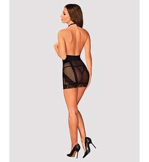Напівпрозора сорочка з відкритими грудьми Obsessive Lacrisia chemise , чорна, з чокером
