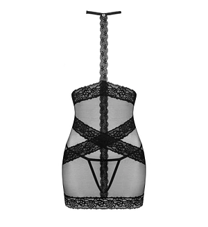 Напівпрозора сорочка з відкритими грудьми Obsessive Lacrisia chemise , чорна, з чокером