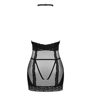 Напівпрозора сорочка з відкритими грудьми Obsessive Lacrisia chemise , чорна, з чокером