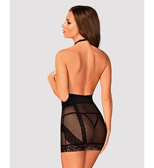 Напівпрозора сорочка з відкритими грудьми Obsessive Lacrisia chemise , чорна, з чокером