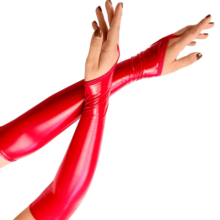 Вінілові мітенки Art of Sex - Lora довгі, размер , колір червоний