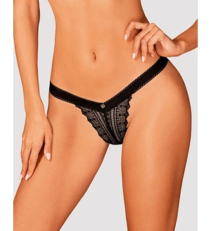Мереживні трусики із заниженою талією Obsessive Estiqua panties XS/S, black