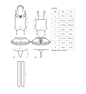 Еротичний костюм покоївки зі спідницею Obsessive Housemaid 5 pcs costume S/M, black, топ, спідниця, стринги, пов'язка на голову, п