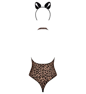 Еротичний костюм леопарда Obsessive Leocatia teddy , боді, обруч з вушками