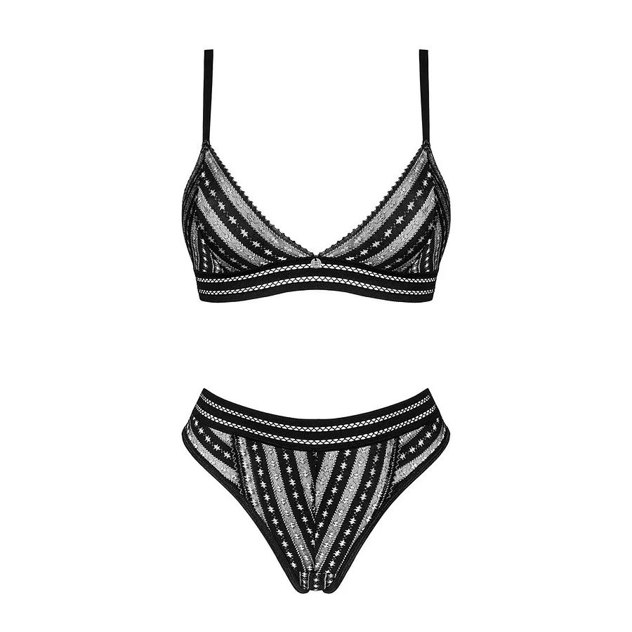 Комплект білизни Obsessive Natilya 2-pcs set , black, бюстгальтер, трусики