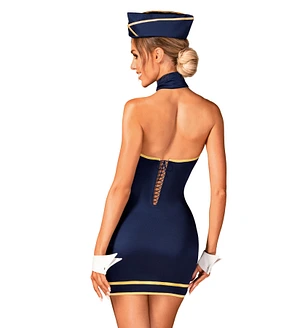 Еротичний костюм стюардеси Obsessive Stewardess uniform , blue, сукня, пілотка, шарф, манжети