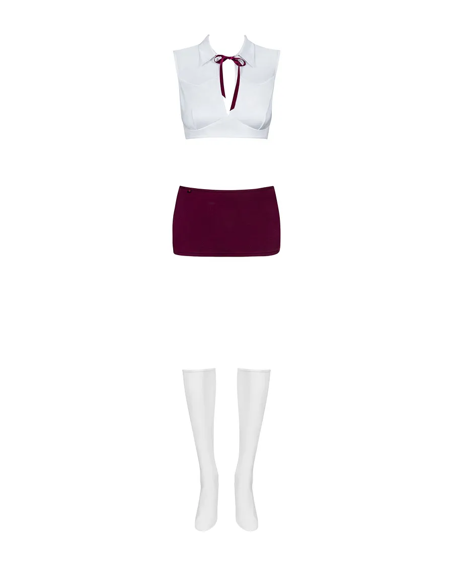 Еротичний костюм студентки Obsessive Student 4 pcs costume , топ, спідниця, стринги, гольфи