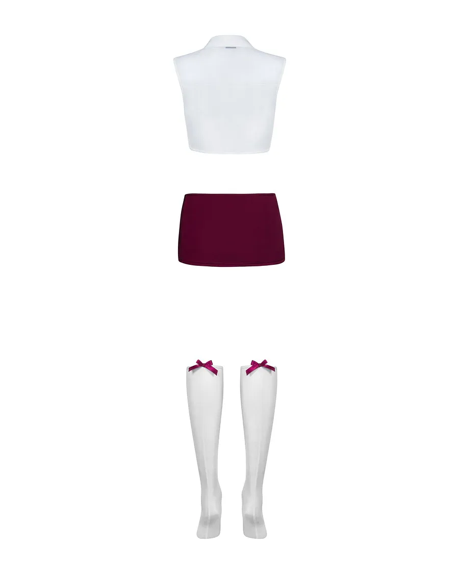 Еротичний костюм студентки Obsessive Student 4 pcs costume , топ, спідниця, стринги, гольфи