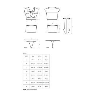 Еротичний костюм студентки Obsessive Student 4 pcs costume , топ, спідниця, стринги, гольфи