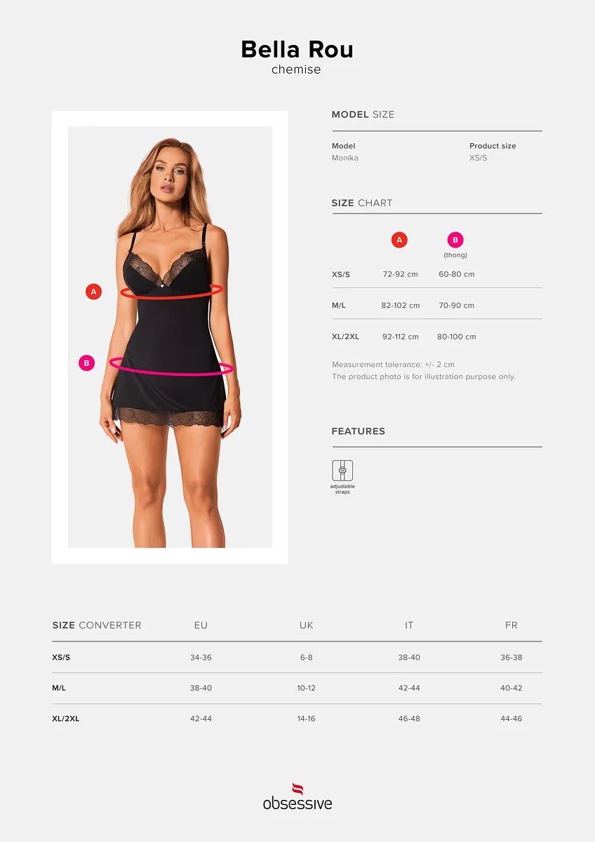 Сорочка та трусики Obsessive Bella Rou chemise & thong