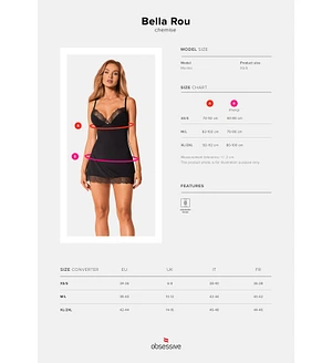 Сорочка та трусики Obsessive Bella Rou chemise & thong
