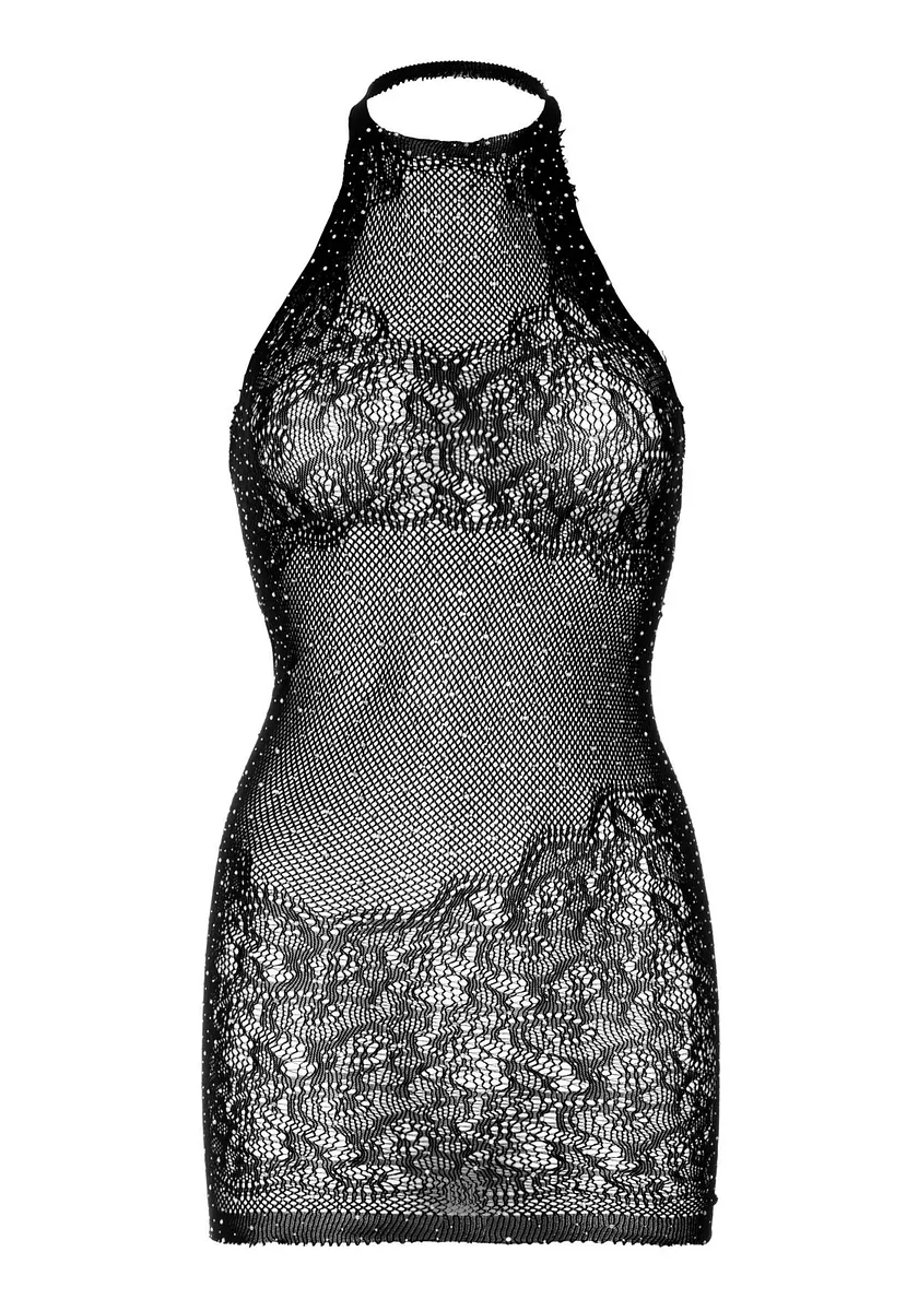 Сукня-сітка зі стразами Leg Avenue Rhinestone halter mini dress , відкрита спина, one size