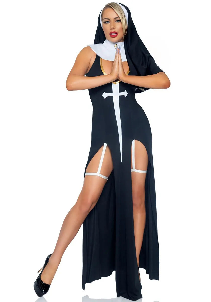 Костюм монашки-грішниці Leg Avenue Sultry Sinner , сукня, головний убір, комір