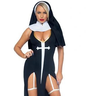 Костюм монашки-грішниці Leg Avenue Sultry Sinner , сукня, головний убір, комір
