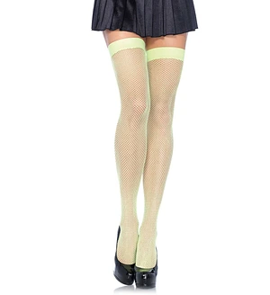Неонові панчохи-сітка Leg Avenue Nylon Fishnet Thigh Highs Neon Green, one size