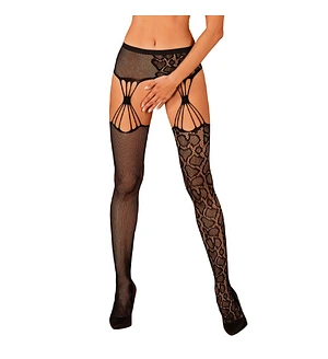 Еротичні колготки-бодістокінг Obsessive Garter stockings S821 S/M/L