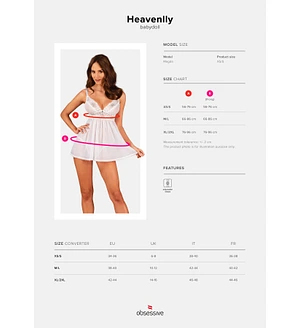 Пеньюар і трусики Obsessive Heavenlly babydoll & thong