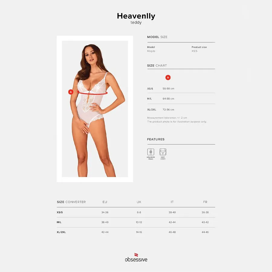 Еротичне напівпрозоре боді Obsessive Heavenlly crotchless teddy , з доступом