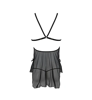 Сорочка Passion DELIENA CHEMISE black, стрінги із заниженою талією
