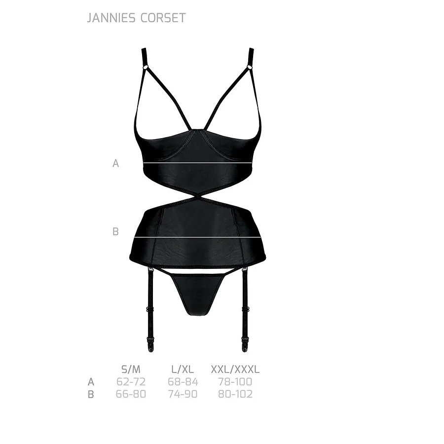Корсет з відкритими грудьми Passion JANNIES CORSET , стрінги в наборі