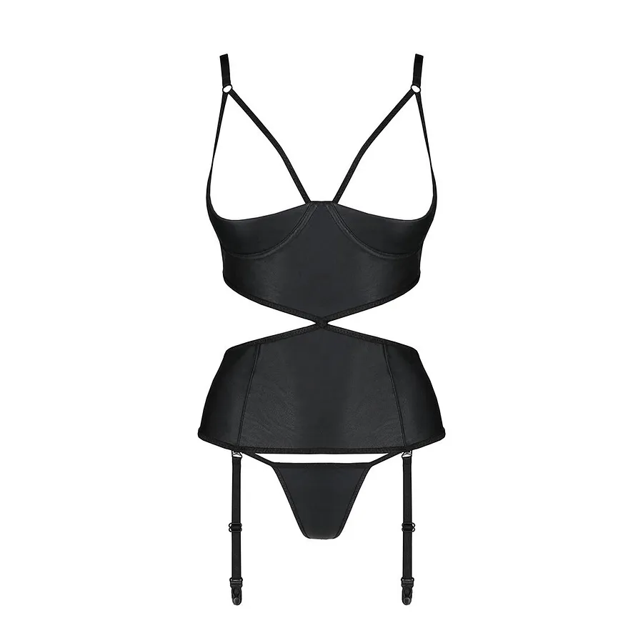 Корсет з відкритими грудьми Passion JANNIES CORSET , стрінги в наборі