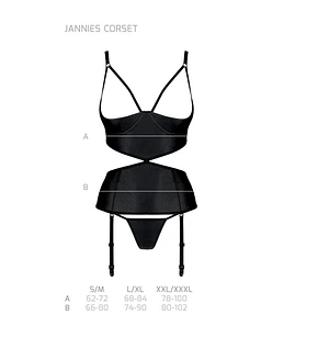 Корсет з відкритими грудьми Passion JANNIES CORSET , стрінги в наборі