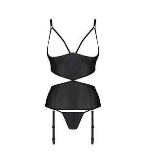Корсет з відкритими грудьми Passion JANNIES CORSET , стрінги в наборі