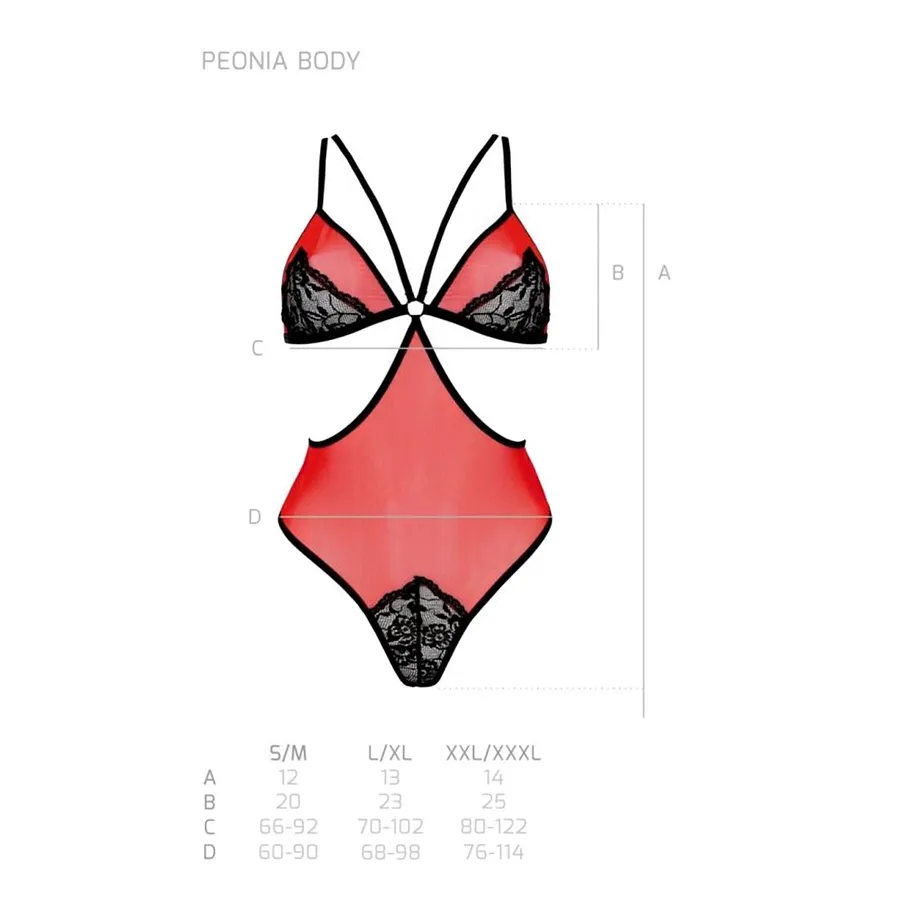Напівпрозоре боді з мереживом Passion PEONIA BODY red