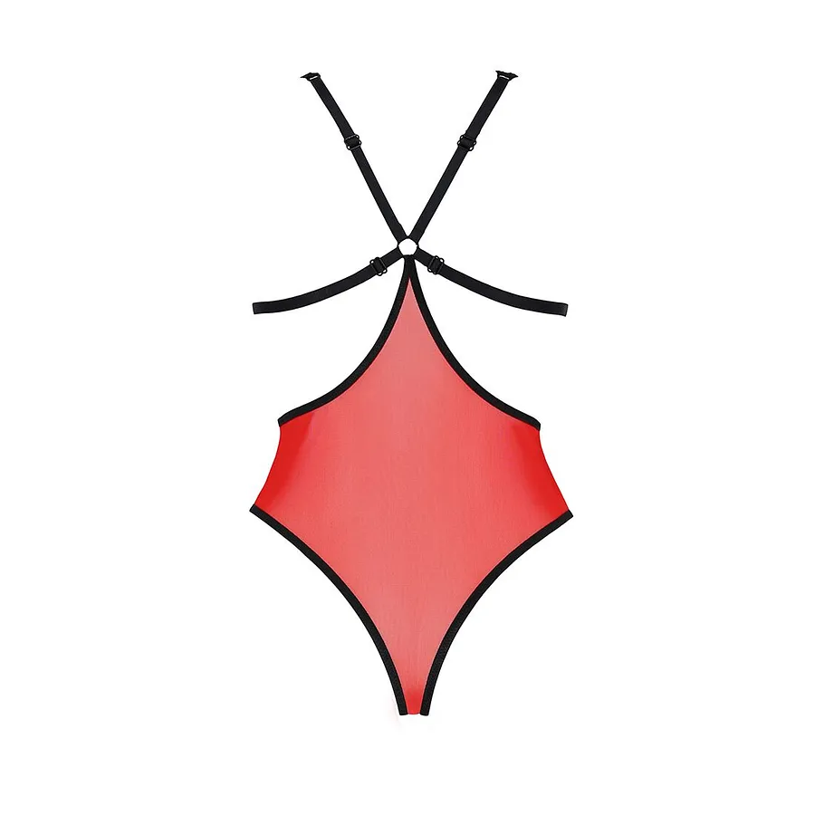 Напівпрозоре боді з мереживом Passion PEONIA BODY red