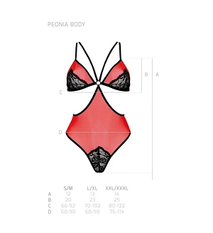 Напівпрозоре боді з мереживом Passion PEONIA BODY red