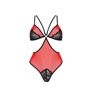Напівпрозоре боді з мереживом Passion PEONIA BODY red