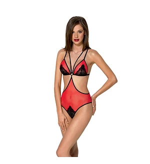 Напівпрозоре боді з мереживом Passion PEONIA BODY red
