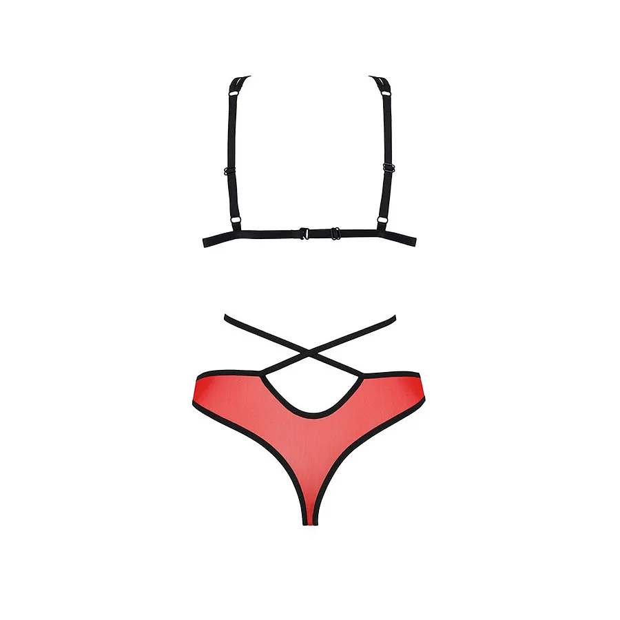 Комплект білизни Passion PEONIA SET red, бра, трусики