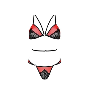 Комплект білизни Passion PEONIA SET red, бра, трусики